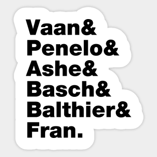 Final Fantasy 12 Characters (Black Text) Sticker